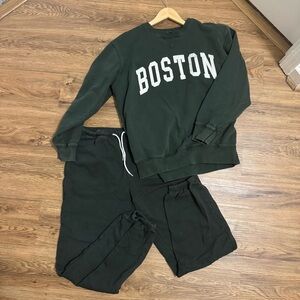 Brandy Melville dark green boston sweat set